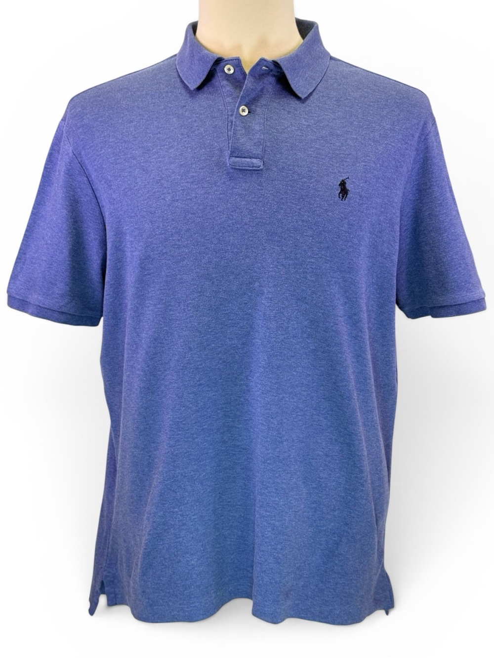Polo Ralph Lauren Men's Blue Heathered Short Sleeve Polo Shirt Size L